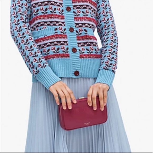 Kate Spade New York  Raspberry Tonight Stunning Leather Clutch - Picture 3 of 9